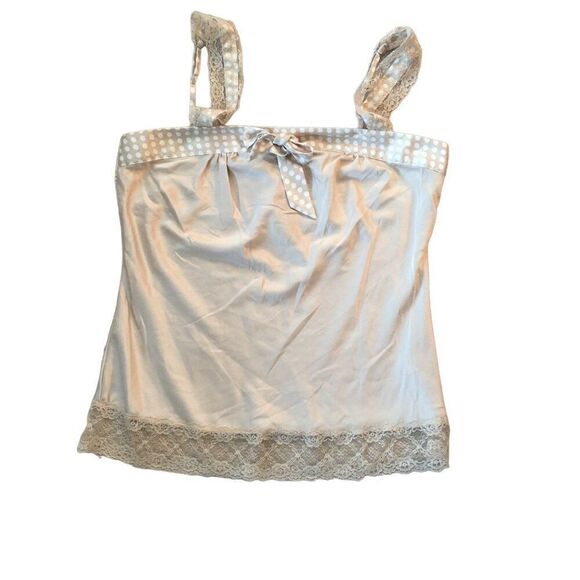 Womens Polka Dot Pajama Set With Lace Trim & Bow Accents - Size M - Picture 4 of 5